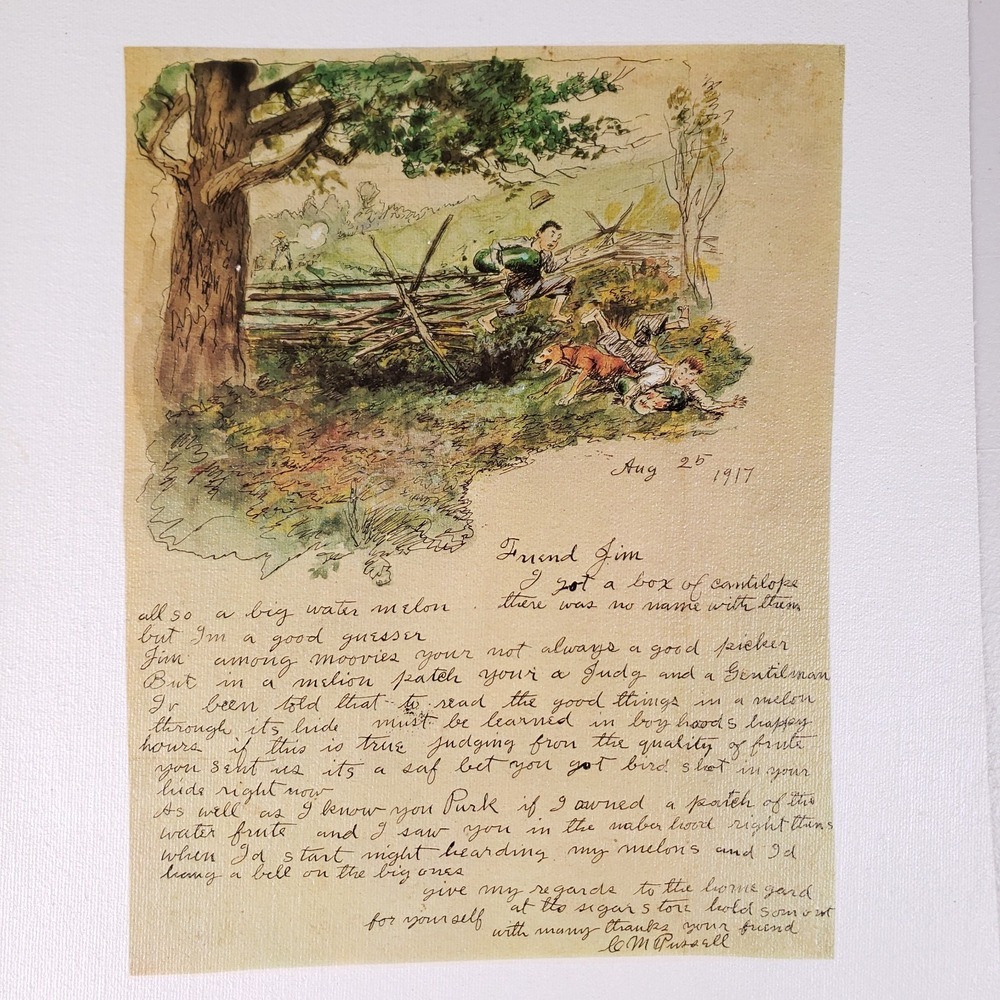 C.M. Russell Friend Jim Western Canvas‎ Art 11x14 Tan